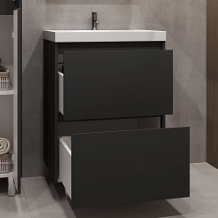 Stella Polare Тумба под раковину Борнео 60 Люкс графит матовый – фотография-8